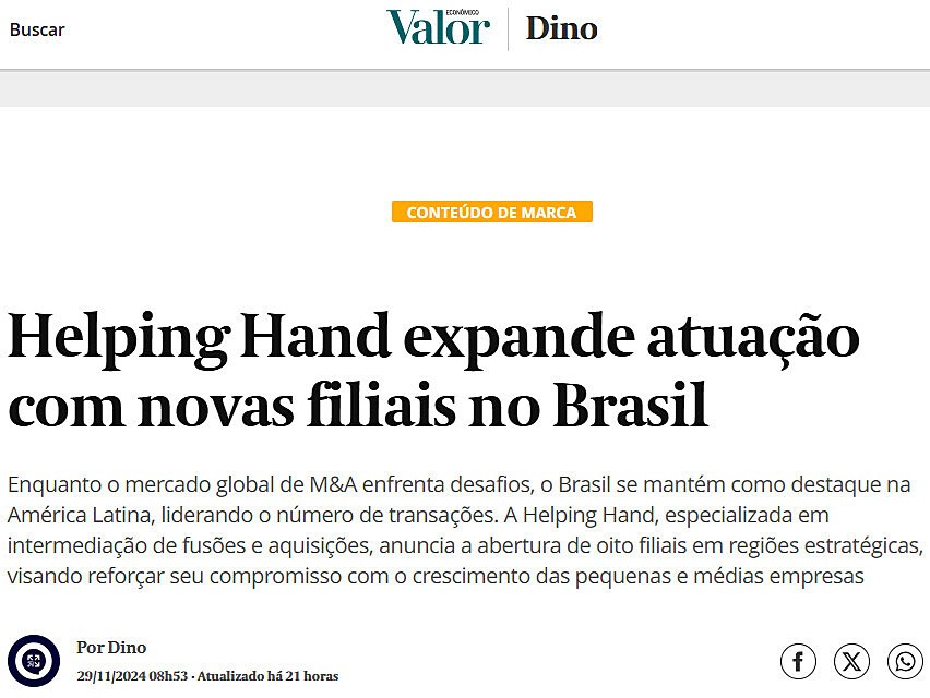 Helping Hand expande atuao com novas filiais no Brasil